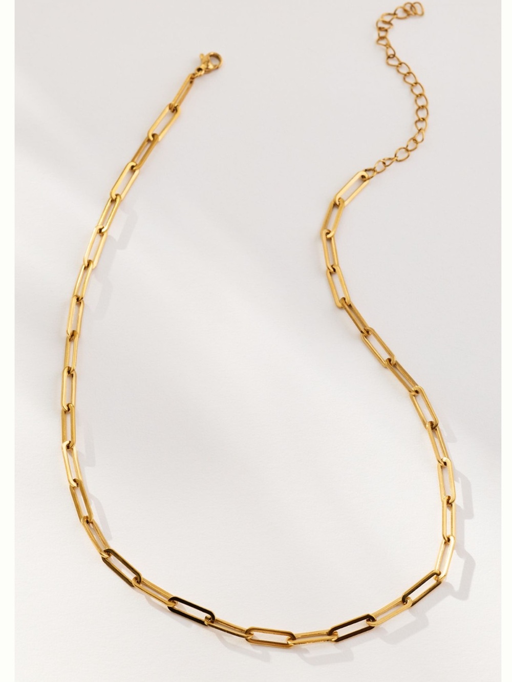 Anthropologie Water Resistant Cain Necklace Paperclip New Gold Color 16”